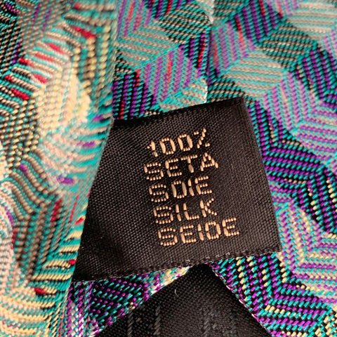 FENDI Navy Light Green Diagonal Stripe Tie