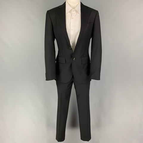 SUITSUPPLY Size 36 Black Wool Single Breasted Suit