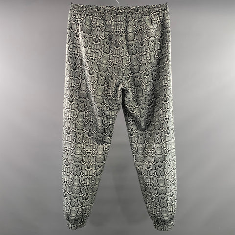 NOON GOONS Size XXL White Black Abstract Polyester Joggers Casual Pants