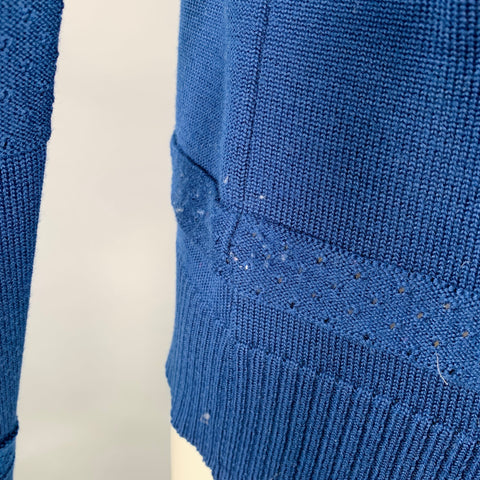 S.N.S HERNING Size M Blue Knit Stripe Wool Crew Neck Sweater