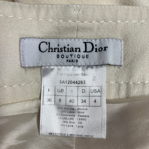 CHRISTIAN DIOR Size 4 Cream Viscose Blend Wide Leg Dress Pants