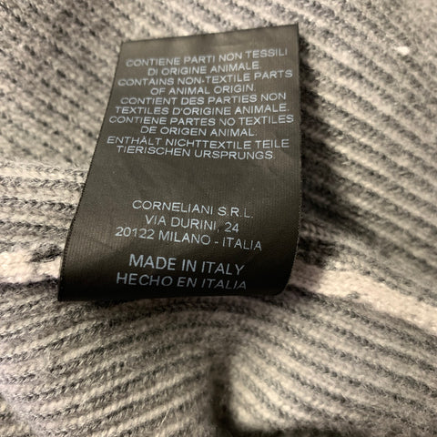 CORNELIANI Size L Grey Ribbed Knit Cashmere Cotton Full Zip Jacket
