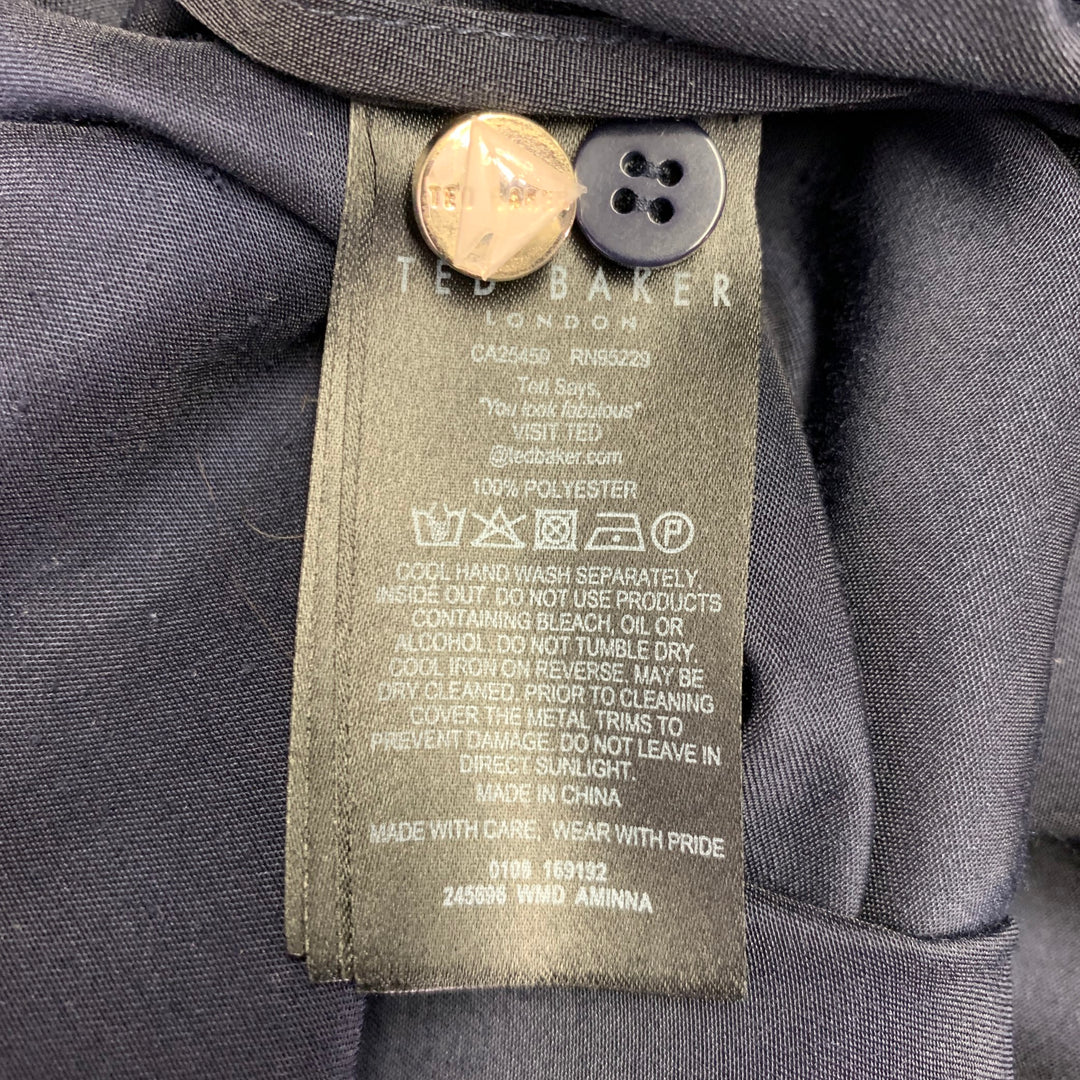 TED BAKER Size S Aminna Navy Polyester Utility Mid Calf Dress