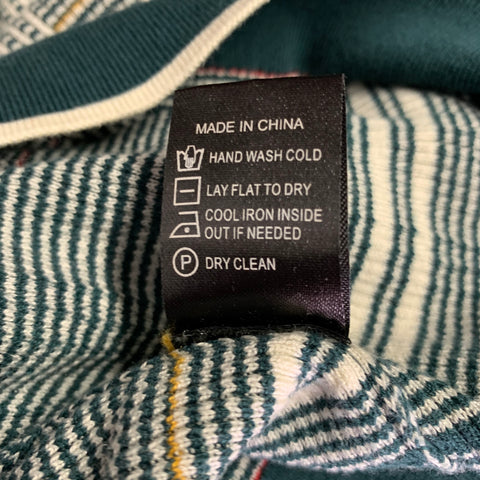 TODD SNYDER Size M Green White Plaid Silk Cotton Polo