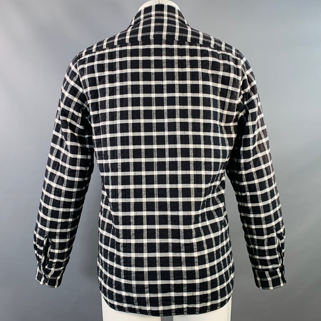 ASPESI Size M Black White Checkered Cotton Shirt Jacket