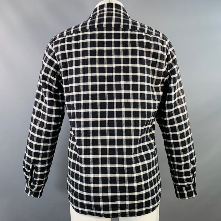 ASPESI Size M Black White Checkered Cotton Shirt Jacket