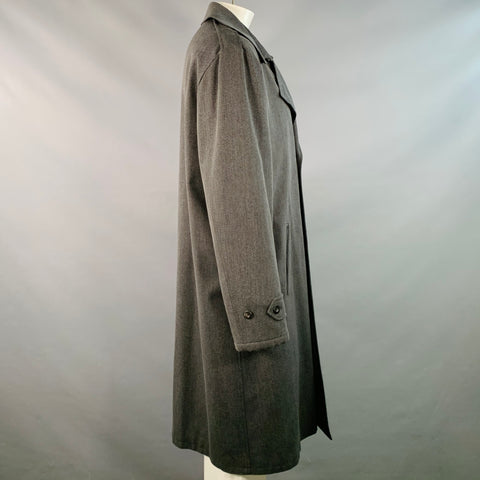 ARMANI COLLEZIONI Size 46 Grey Charcoal Twill Wool Cotton Double Breasted Coat