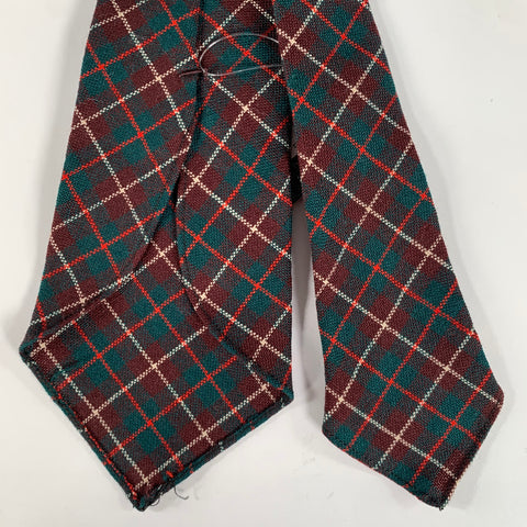RRL by RALPH LAUREN Burgundy Green & Cream Plaid Wool Tie
