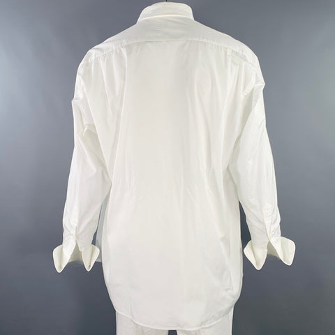 MAUS & HOFFMAN Size XXL White Pleated Cotton Tuxedo Long Sleeve Shirt
