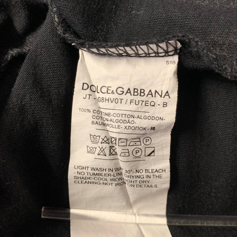 D&G by DOLCE & GABBANA Size S Black Pop Art Cotton V-Neck T-shirt