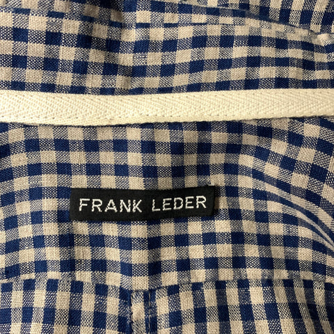 FRANK LEDER Size S Beige Blue Gingham Linen Button Up Long Sleeve Shirt