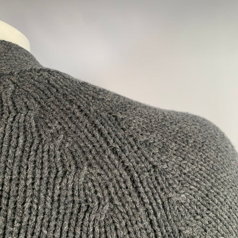 VALENTINO Size XL Charcoal Grey Cable Knit Virgin Wool Cashmere Cardigan