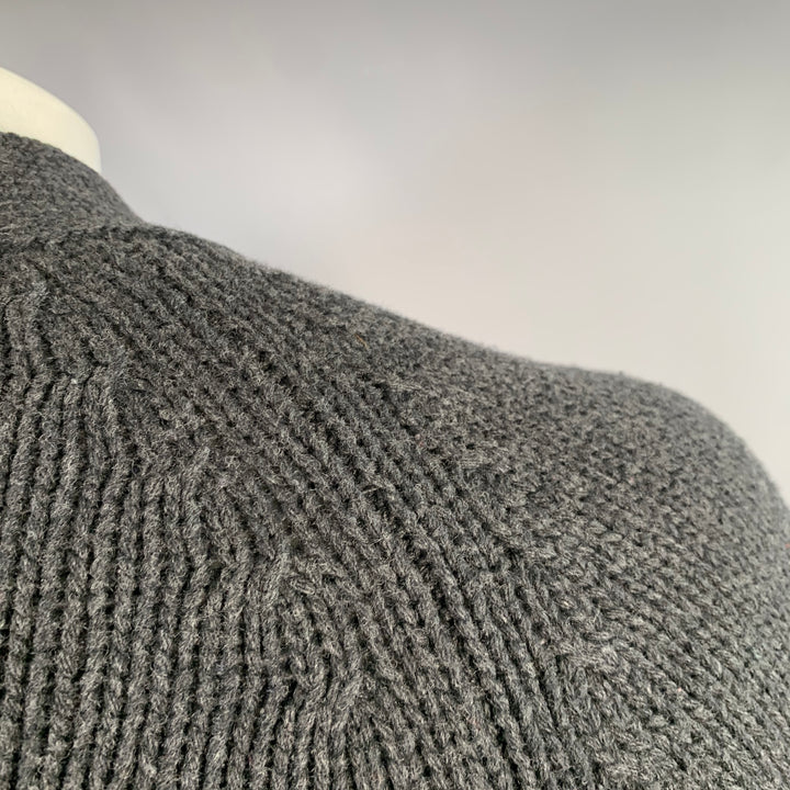 VALENTINO Size XL Charcoal Grey Cable Knit Virgin Wool Cashmere Cardigan