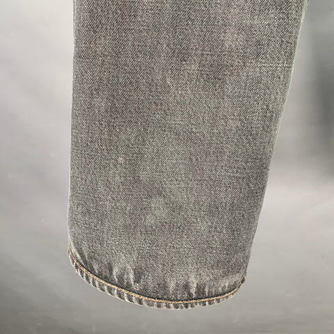 YOHJI YAMAMOTO x SPOTTED HORSE CRAFT Size 32 Grey Cotton Straight Selvedge Jeans