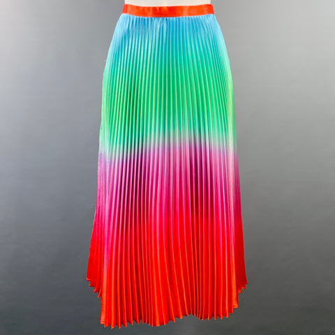 DELFI COLLECTIVE Size XS Multi Color Rainbow Polyester Ombre Pleated Side Zipper Skirt