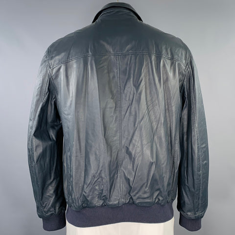 PORSCHE DESIGN Size L Grey Charcoal Leather Reversible Jacket
