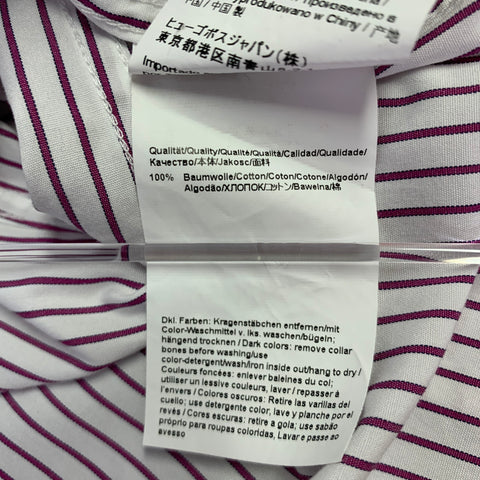HUGO BOSS Size XL White Purple Stripe Cotton Long Sleeve Shirt