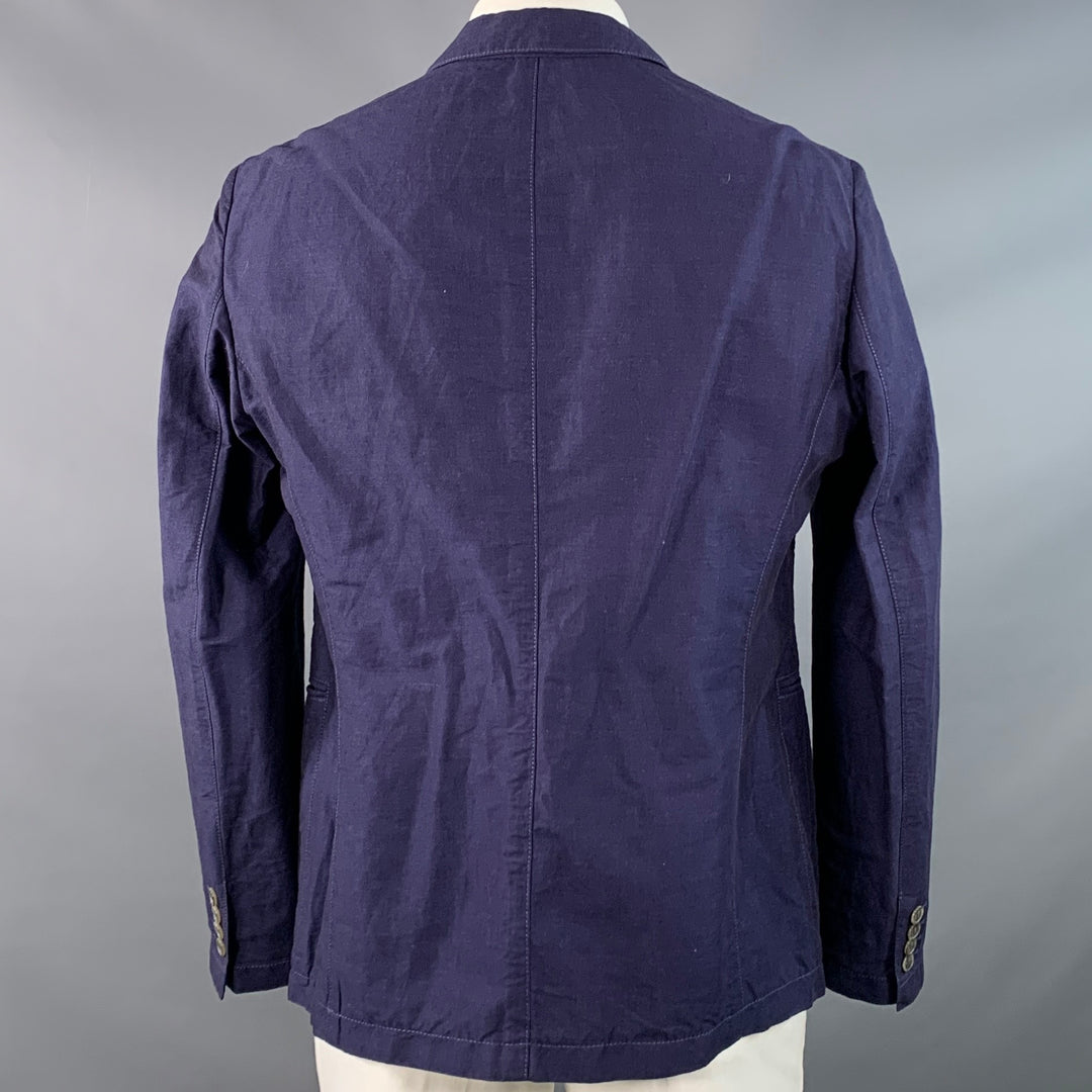 ARMANI COLLEZIONI Size 42 Navy Linen Cotton Notch Lapel Sport Coat