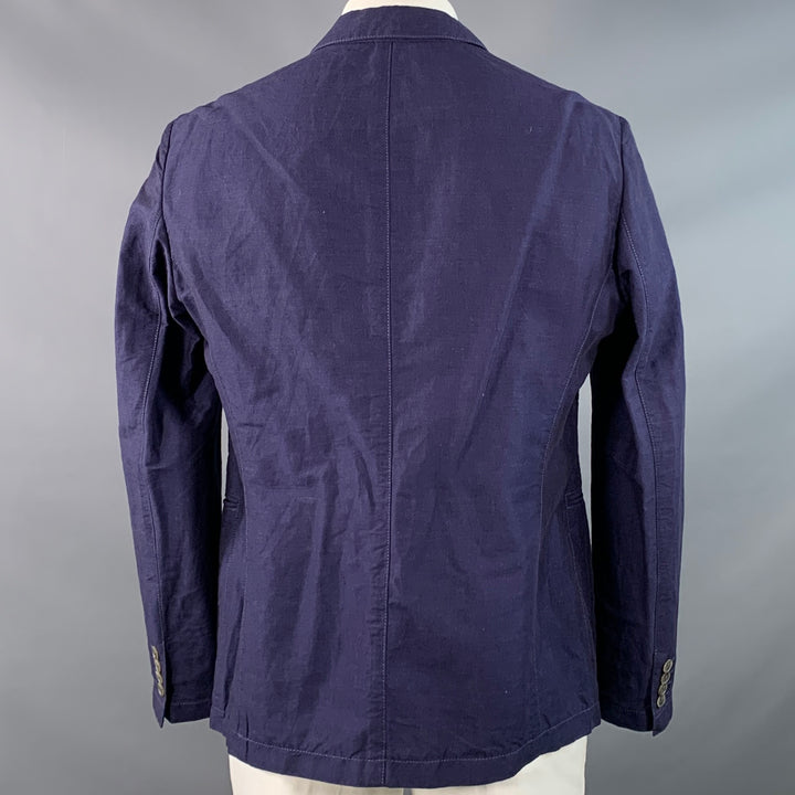 ARMANI COLLEZIONI Size 42 Navy Linen Cotton Notch Lapel Sport Coat