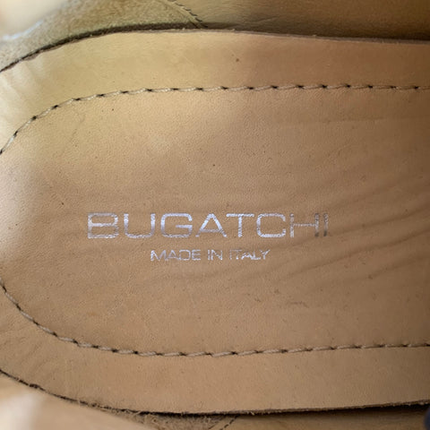 BUGATCHI Size 8 Navy Perforated Leather Low Top Sneakers