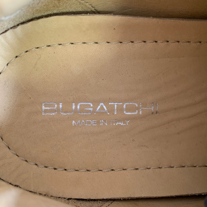 BUGATCHI Size 8 Navy Perforated Leather Low Top Sneakers