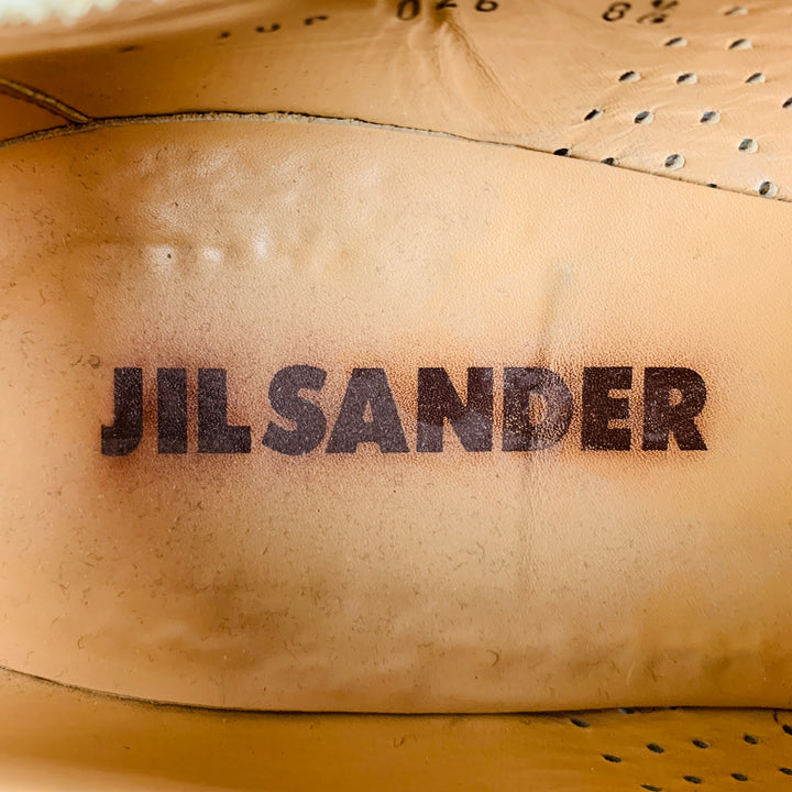 JIL SANDER Size 8.5 Beige Perforated Leather Slip On Loafers