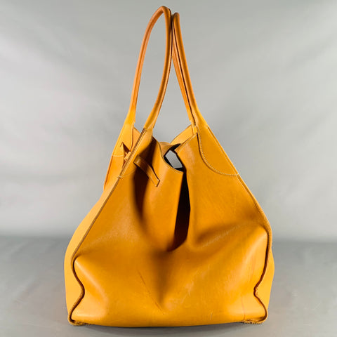 CELINE Fall 2017 Cabas Phantom Yellow Mustard Leather Oversized Tote Handbag