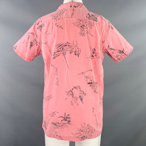 POLO by RALPH LAUREN Size M Pink Grey Tropical Cotton Short Sleeve Shirt