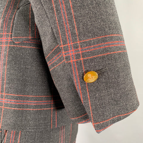 VIVIENNE WESTWOOD Size 38 Gray Navy Red Plaid Wool Elastane Suit