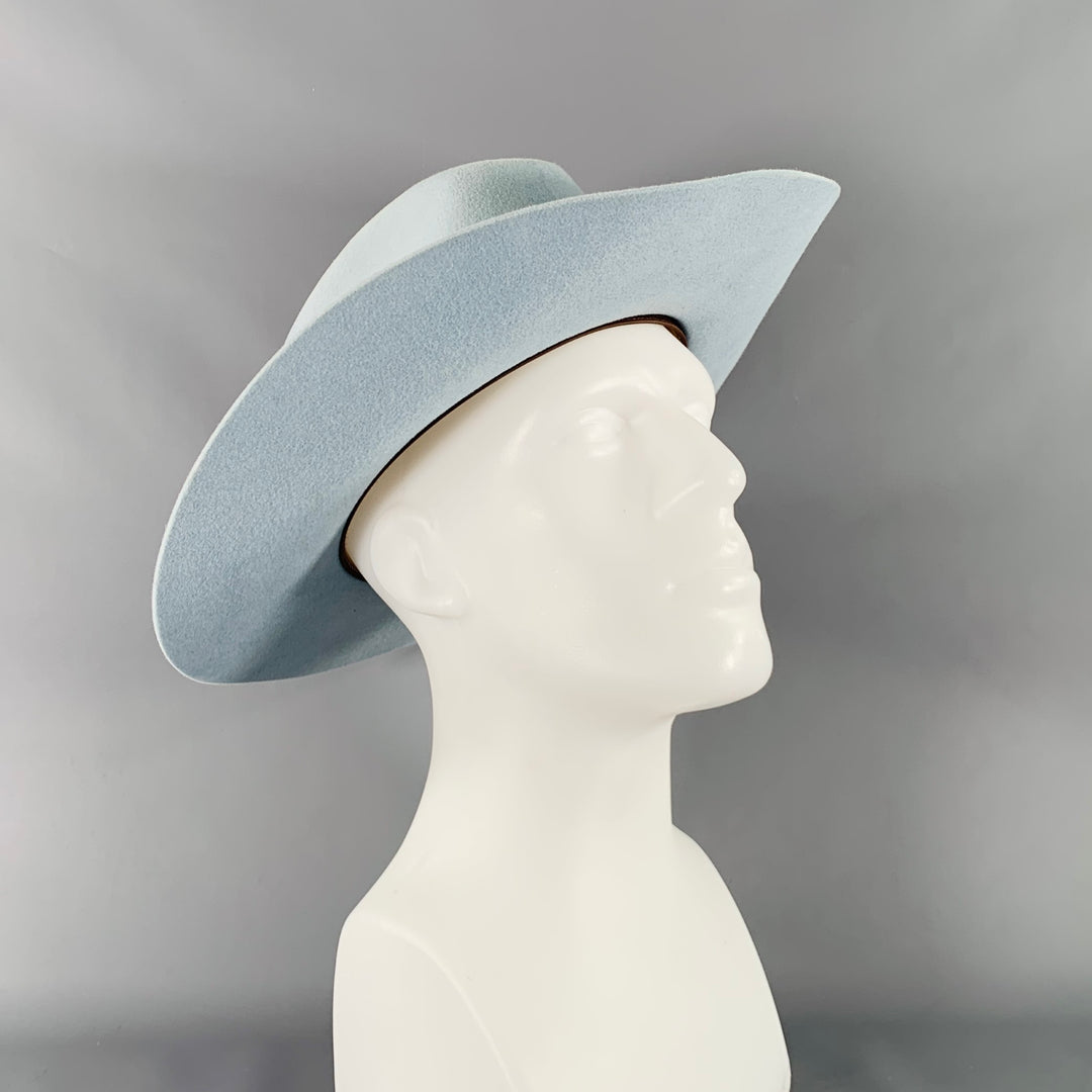 TERESSA FOGLIA Blue Felt Fedora Hat