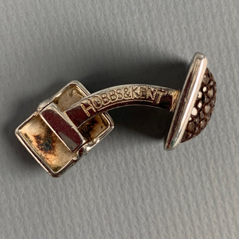 HOBBS & KENT Silver Brown Textured Sterling Silver Cuff Links