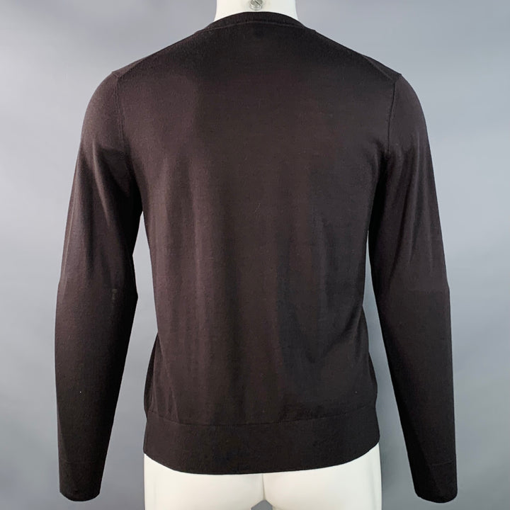 THEORY Size S Brown Wool Jersey Long Sleeve Crew Neck Pullover