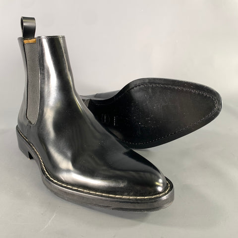 AMI by ALEXANDRE MATTIUSSI Size 7 Black Leather Pull On Boots