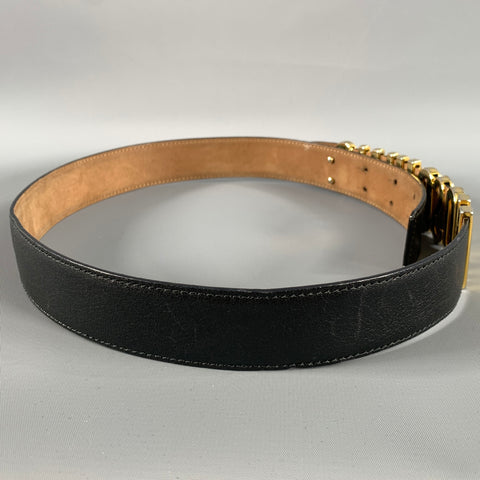 MOSCHINO Waist Size 32 Black Gold Leather Belt