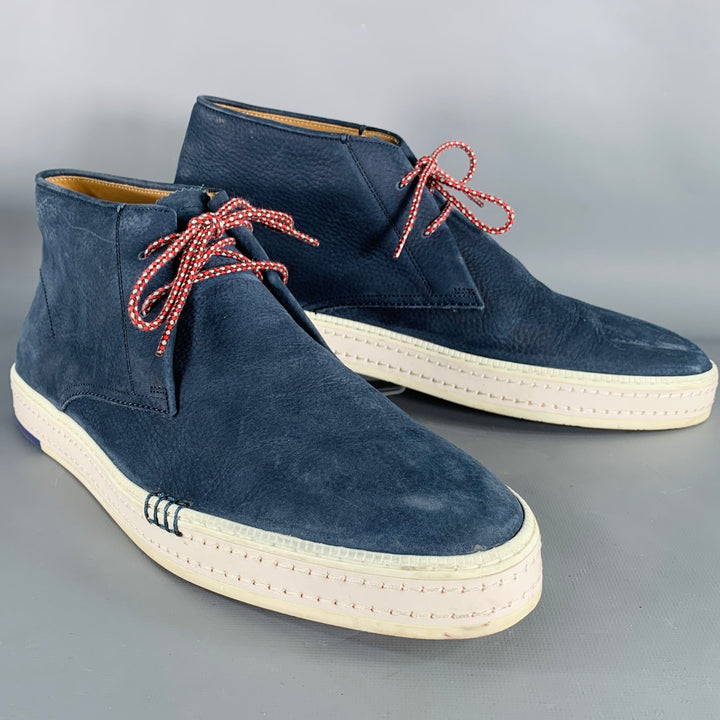 BERLUTI Size 10.5 Blue Suede Ankle Chukka Boots