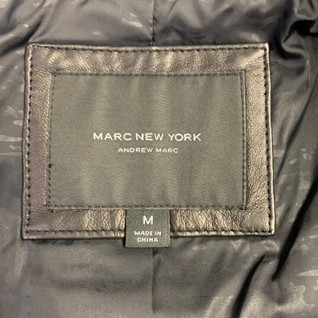 MARC NEW YORK Size M Black Leather Quilted Motorcycle Jacket