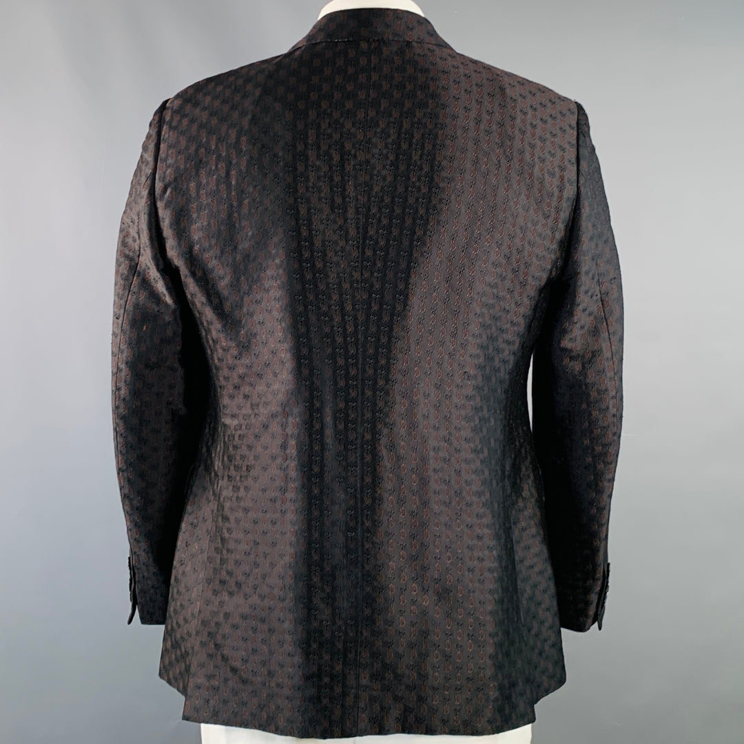 ETRO Size 44 Black Brown Paisley Silk Blend Jacquard Notch Lapel Sport Coat
