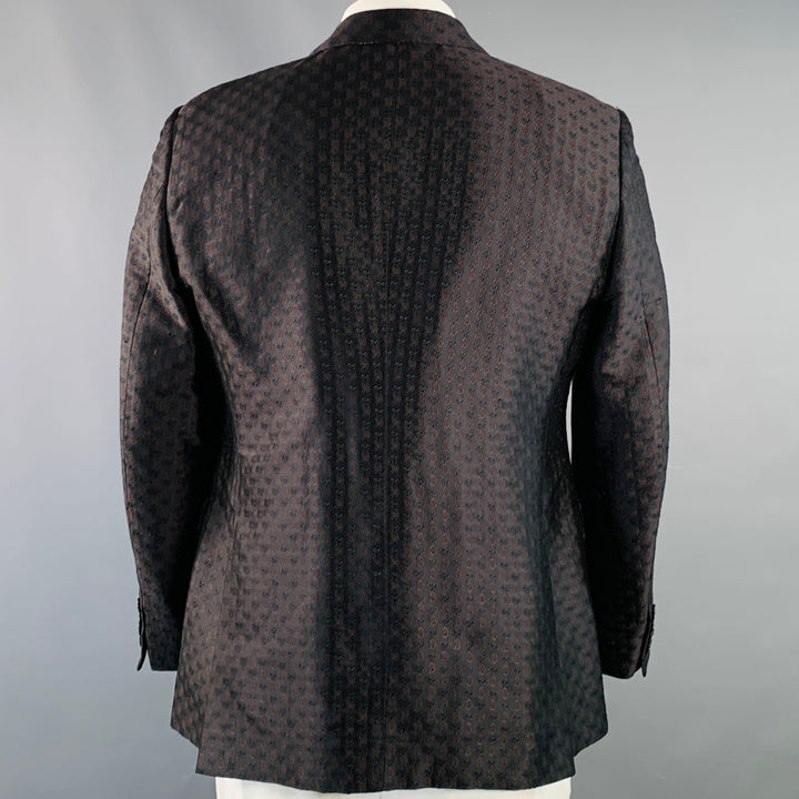 ETRO Size 44 Black Brown Paisley Silk Blend Jacquard Notch Lapel Sport Coat