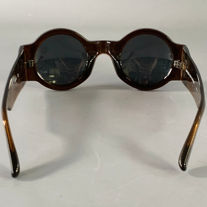 DRIES VAN NOTEN x LINDA FARROW SS26 Brown Acetate Round Sunglasses