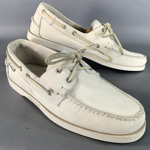 SEBAGO Size 11 Grey Cream Solid Leather Yacht Loafers