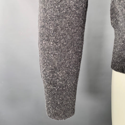 CAROLINA HERRERA Size S Grey Red Knit Wool Silk Cashmere V-Neck Sweater