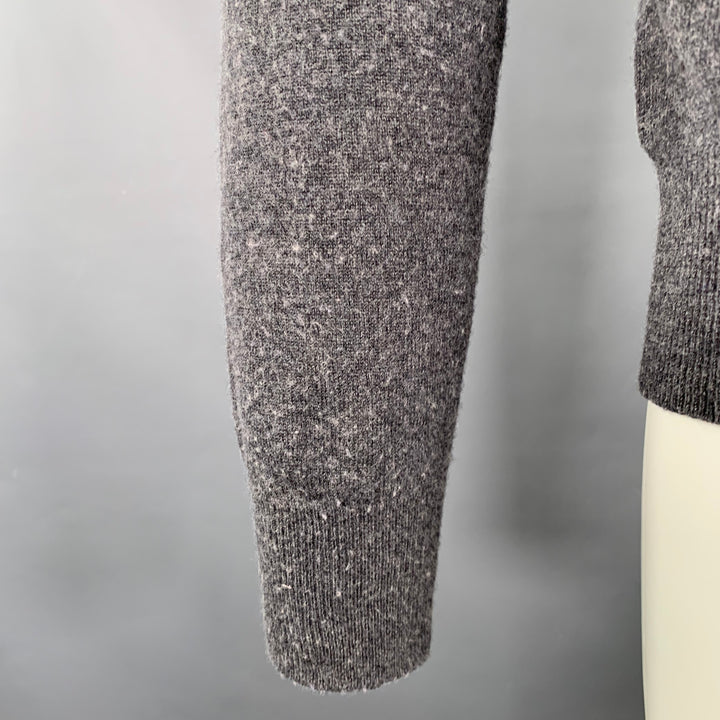 CAROLINA HERRERA Size S Grey Red Knit Wool Silk Cashmere V-Neck Sweater