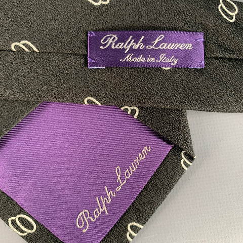 Cravate en soie Ralph Lauren noire et blanche à cercles