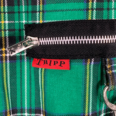 TRIPP Size 32 Green Blue Plaid Wool Bondage Punk Casual Pants