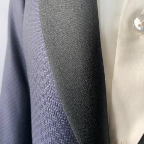 EMPORIO ARMANI Size 40 Navy Black Textured Wool Silk Sport Coat