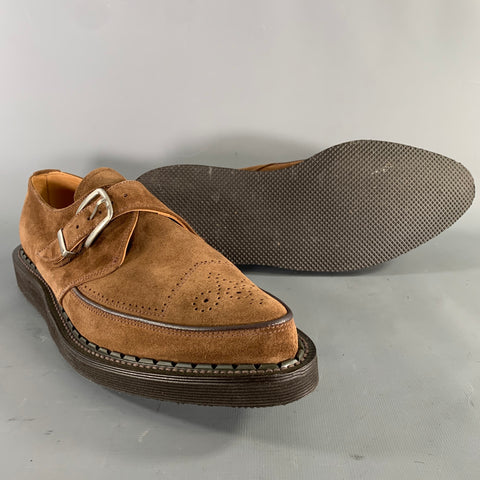 GEORGE COX Size 10 Brown 4200 MG MONK 593 Leather Creeper Loafers