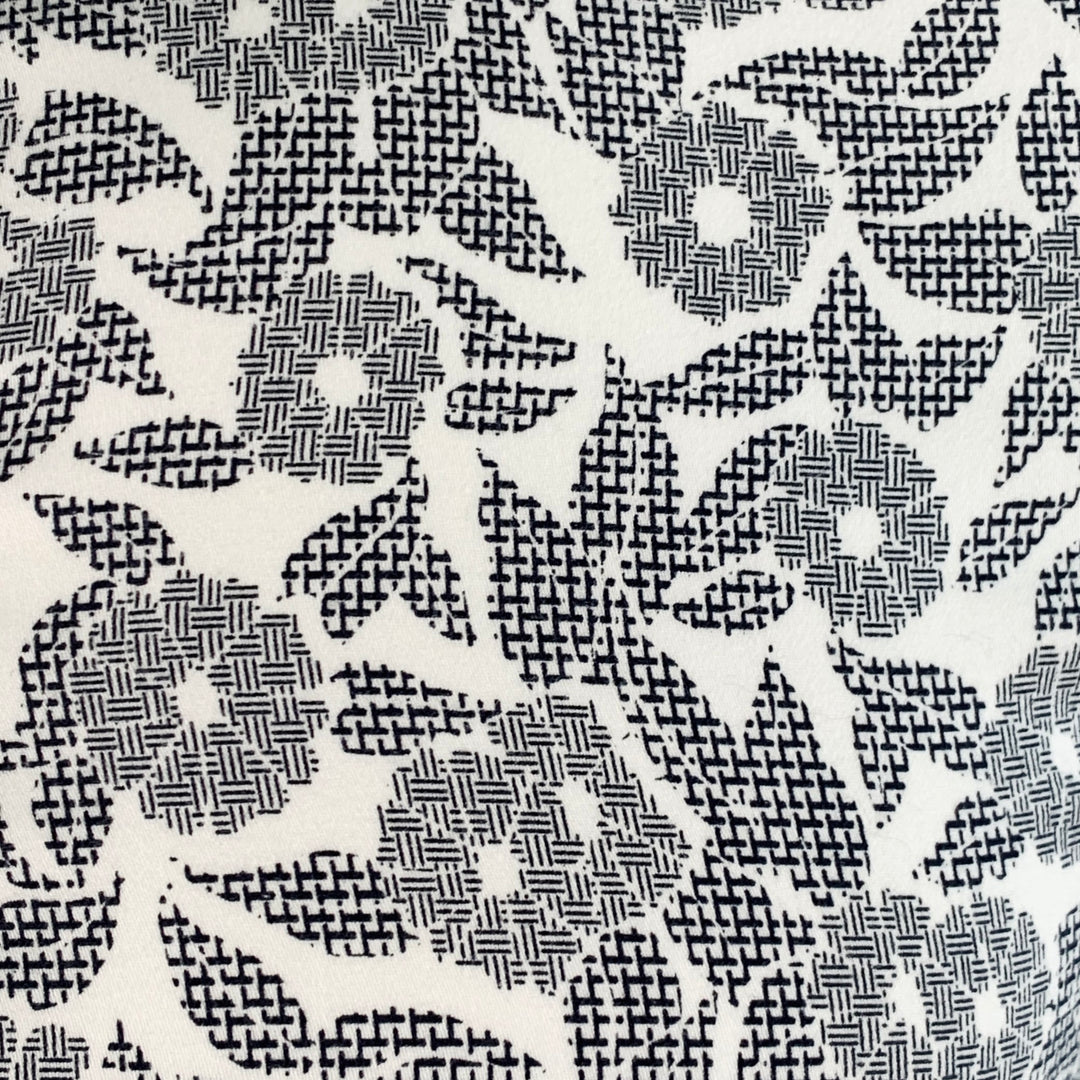 TED BAKER Size XS Bordeux White Black Abstract Floral Cotton Short Sleeve Shirt