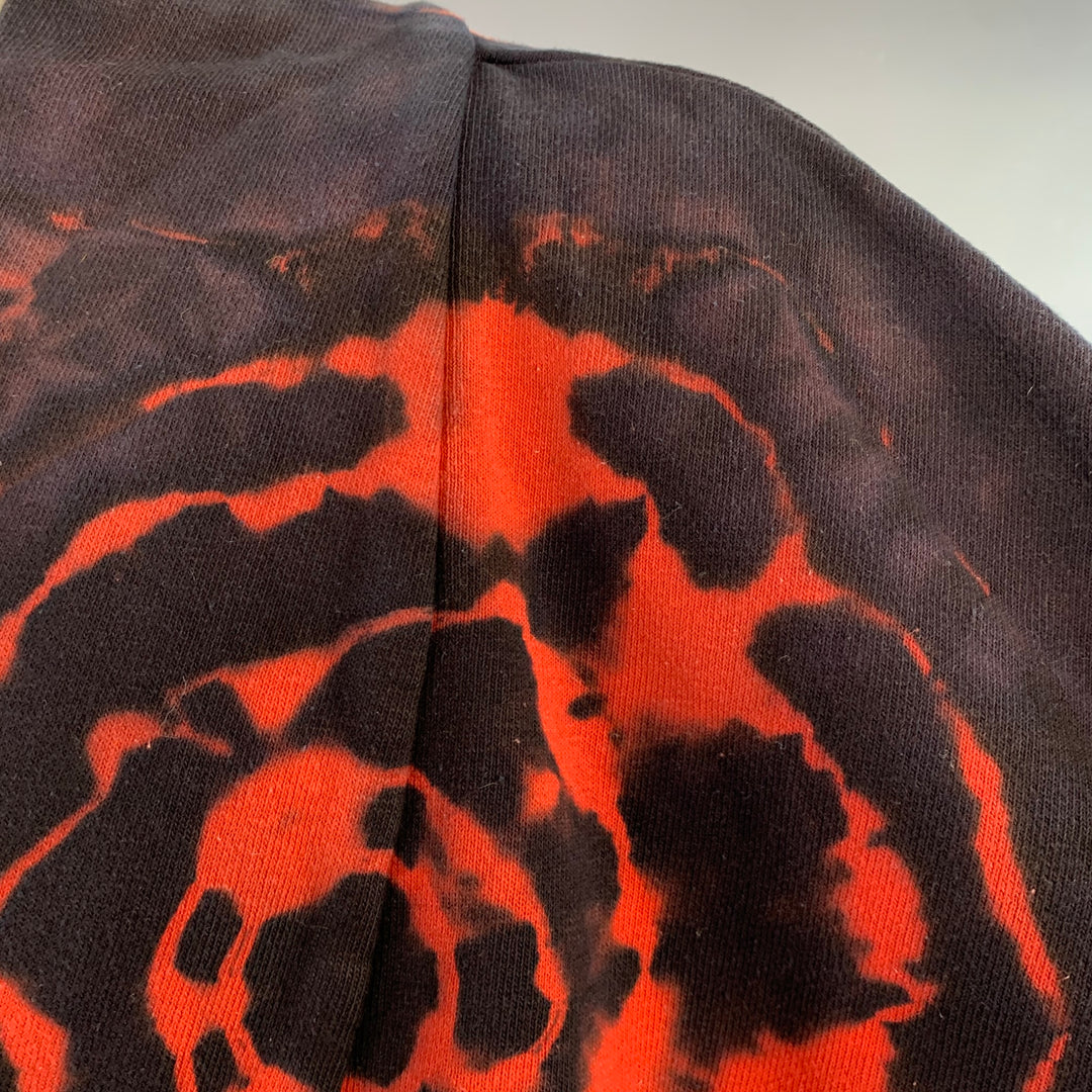 KAPITAL Size S Black Orange Tie Dye Cotton Oversized V-Neck Sweatshirt