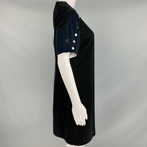 CALVIN KLEIN 205W39NYC Size 4 Black Navy Cotton Color Block Shift Dress