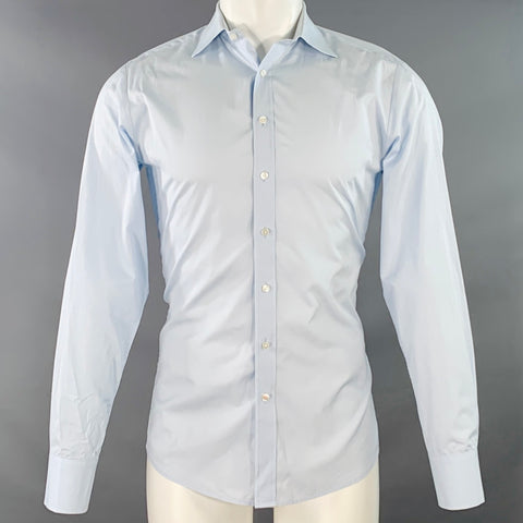 PINK Size S Blue Cotton Spread Collar Long Sleeve Shirt